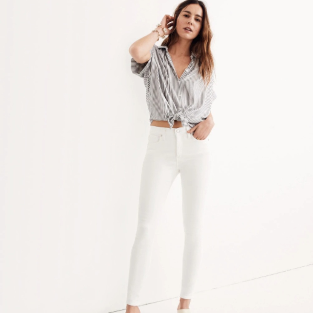 Madewell High Riser Skinny White Jeans